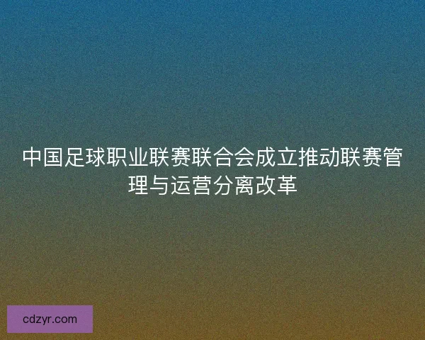 中国足球职业联赛联合会成立推动联赛管理与运营分离改革