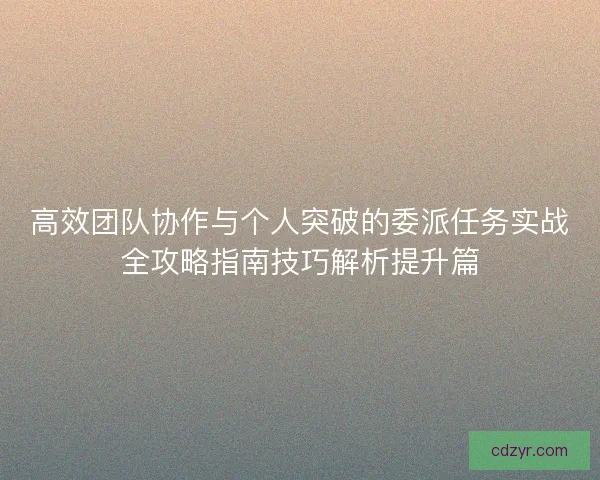 高效团队协作与个人突破的委派任务实战全攻略指南技巧解析提升篇